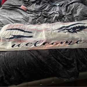 Welcome Face  Decorative  mat  - White and Pink.  Not thick